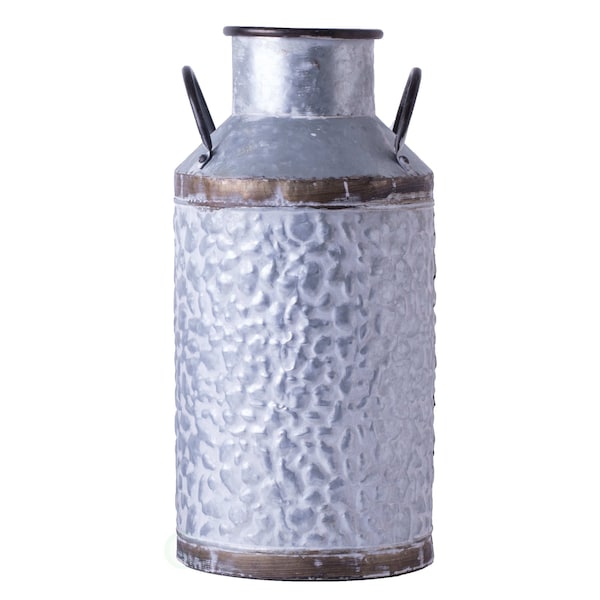 Vintiquewise Rustic Farmhouse Style Galvanized Metal Milk Can Decoration - Multi-Purpose Planter or Vase, Large QI003454.L - main